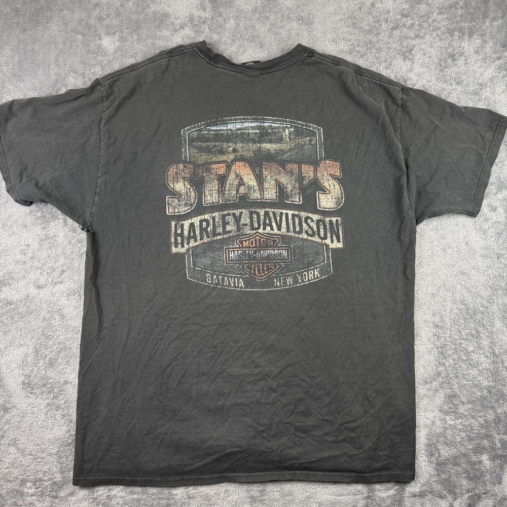 Harley Davidson T-Shirt Mens 2XL Black Stans Batavia NY Graphic RK‎ Stratman Tee